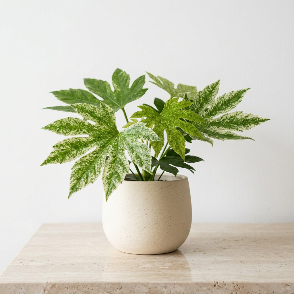 Fatsia Japonica Spider's Web - Pet Safe Non-Toxic Variegated Japanese Aralia