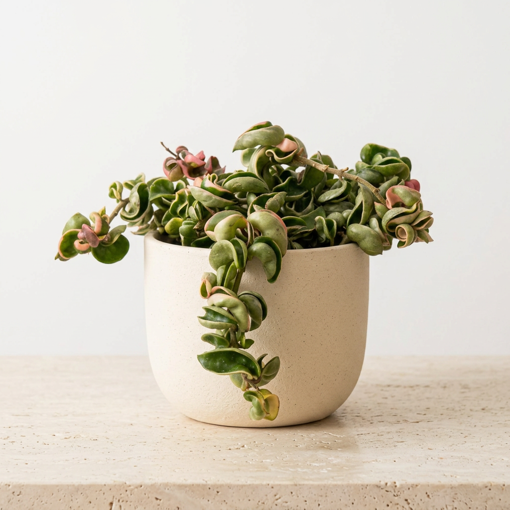 Variegated Hoya Rope Plant Hoya Carnosa Compacta - Pet Safe Non-Toxic Curly Leaf Trailing Houseplant