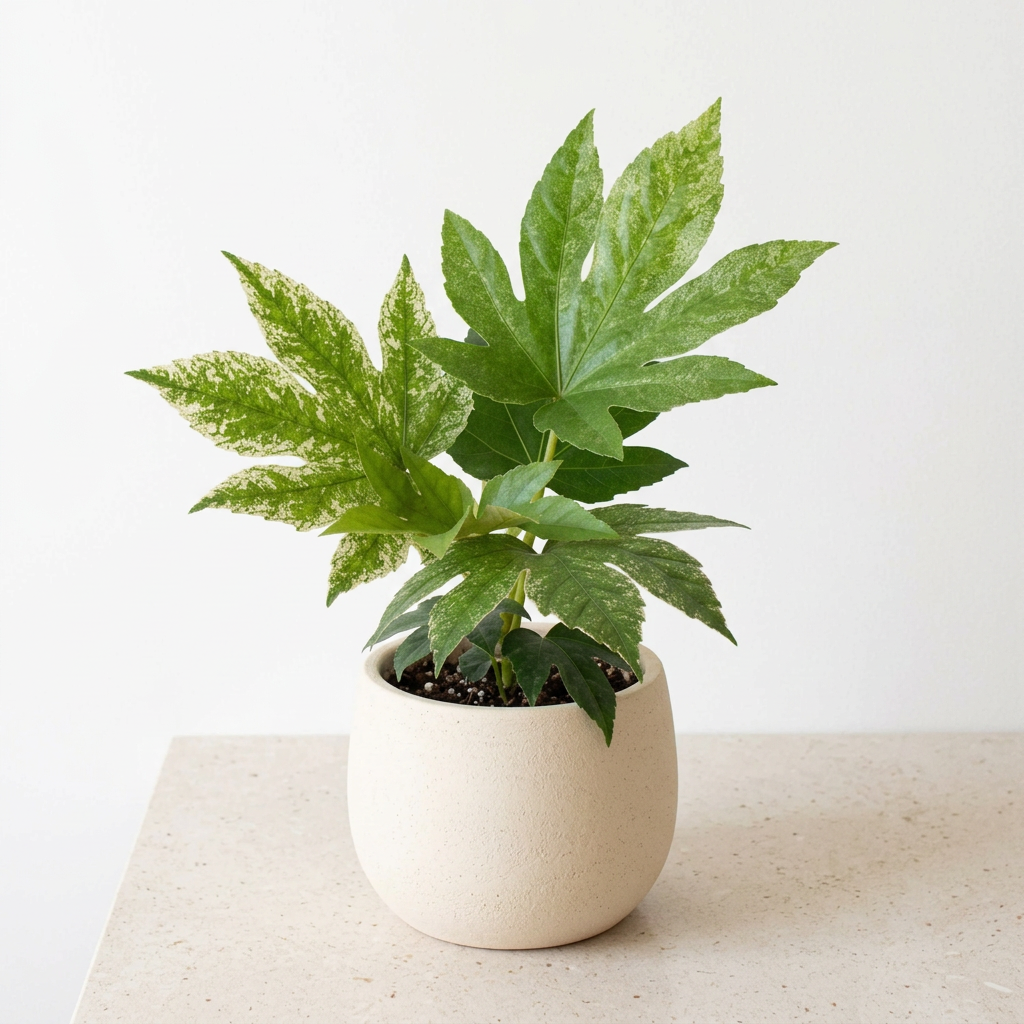 Fatsia Japonica Spider's Web - Pet Safe Non-Toxic Variegated Japanese Aralia