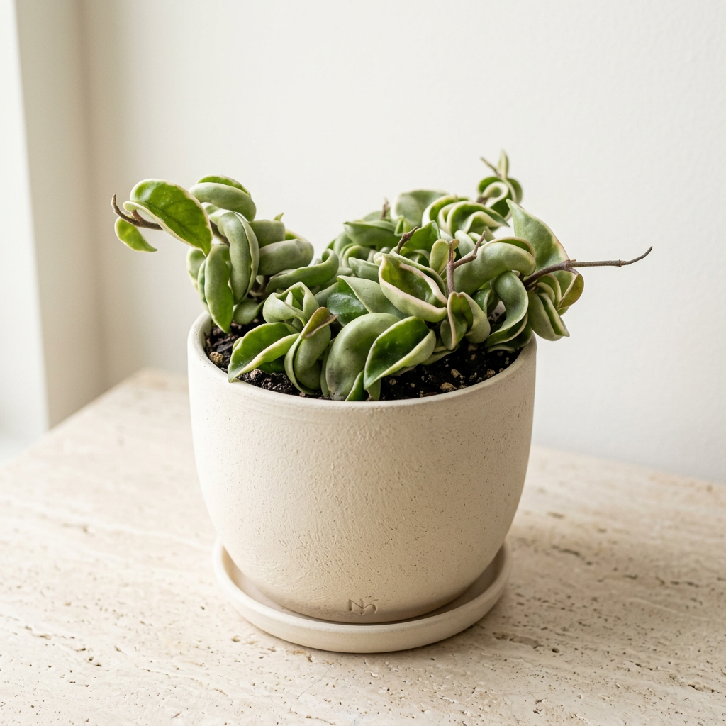 Variegated Hoya Rope Plant Hoya Carnosa Compacta - Pet Safe Non-Toxic Curly Leaf Trailing Houseplant