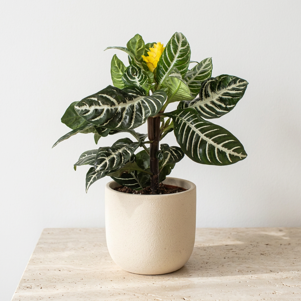 Zebra Plant Aphelandra Squarrosa - Pet Safe Non-Toxic Striped Leaf Flowering Houseplant